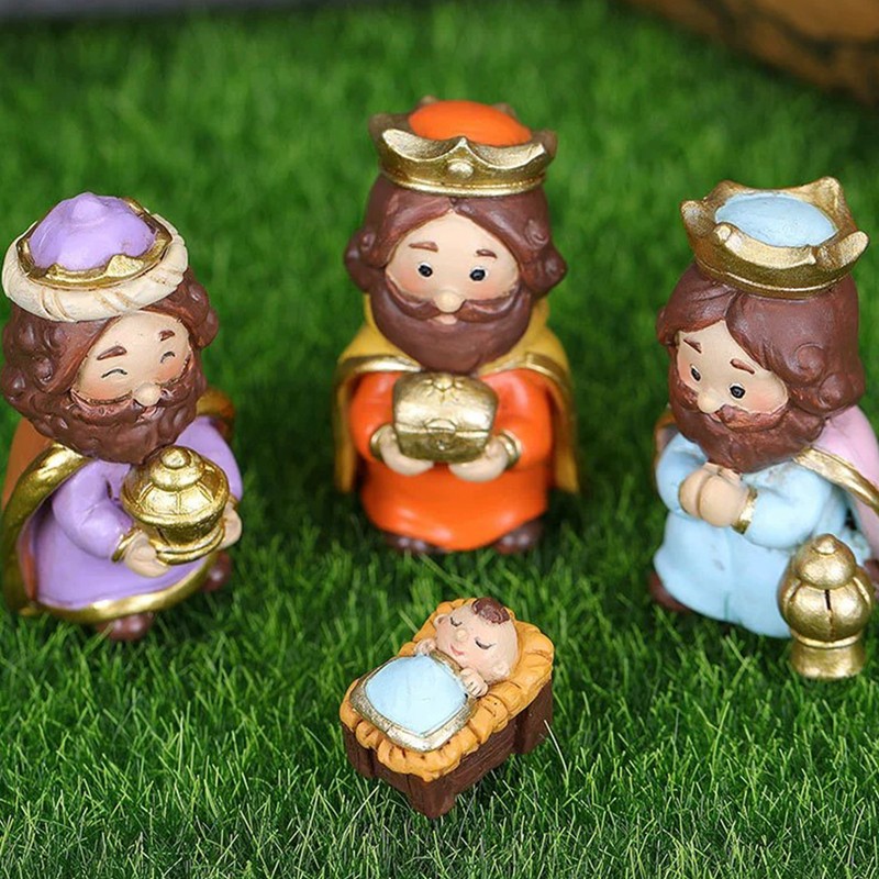 Colorful Nativity Scene Figurine Set Cute Animals Rugged Lightweight Reliable