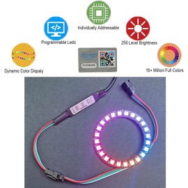 Sparkleiot 24 Bits WS2812 LED Ring with SM2.54-3P Wire, 24 X WS2812B 5050 RGB LED Full Color Module DC5V with Integrated Drivers Individually Programmable for Arduino Raspberry Pi ESP8266 Nodemcu