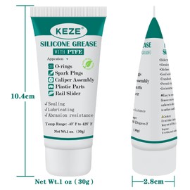 KEZE 92003 Silicone Grease with PTFE,Teflon-Based Lubricant Silicon Grease Tube for Machine Automotive Rubber Seals 3D Printer Plastic Gear Parts Sliding Door Window Track,Plumbing Faucet O Ring 1 oz