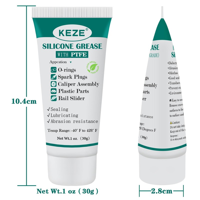 KEZE 92003 Silicone Grease with PTFE,Teflon-Based Lubricant Silicon Grease Tube