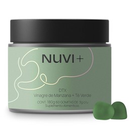 NUVI+ Gomitas de Vinagre de Manzana + Té Verde | Suplemento alimenticio 100% vegano y endulzado con fruto del monje | 60 gomitas sabor manzana verde