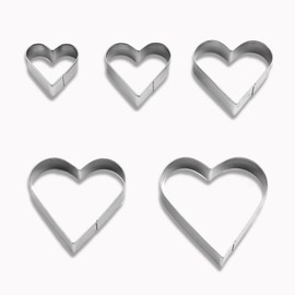 5 Pcs Heart Cookie Cutter, Valentine Stainless Steel Love Hearts Shaped Cutters, Valentine Love Hearts Shaped Metal Cutting for Valentine Cupcake, Suitable for Cookie Making and Setting