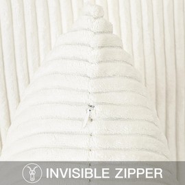 Artscope Cozy Striped Corduroy Cushion Cover 45x45cm Super Soft Decorative Square Throw Pillow Covers Case for Sofa Couch Bedroom Car Decor 18 x 18 Inches, Cream White