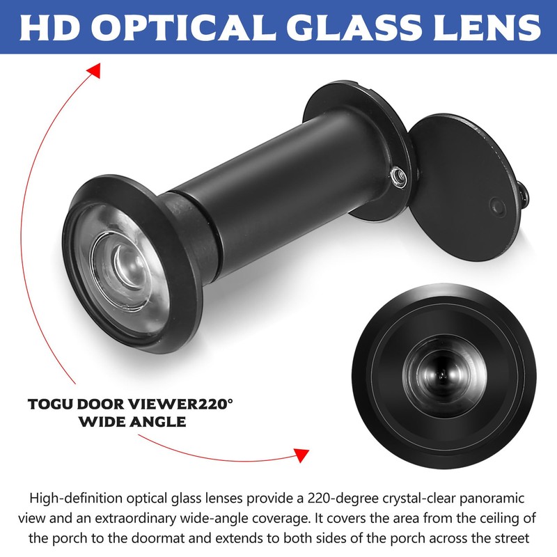 2 Pcs Door Viewer with Privacy Cover, 200° Wide Angle