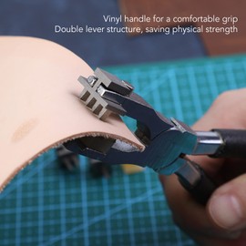 French Angled Chisel Punch Pliers, Silent Leather Hole Punch,French Angled Chisel Punch Pliers Double Lever Replaceable Head High Hardness Leather Hole Punch Tool for DIY Leather