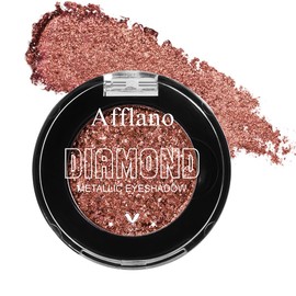 Afflano Rot Braune Glitter Eyeshadow Funkeln, Einzelne Intensive Farbe Champagner Rot Lidschatten Ein-Wisch Abdeckung, Lang Anhaltende Metallische Lidschattenpalette für Neutraler Augenaufschlag, 15H
