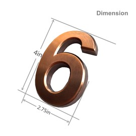 4 Inch Mailbox Numbers 6 / 9, Self Stick Number Stickers for House Door / Apartment / Floor, Bronze / Silver, by Hopewan. (6/9, Bronze)