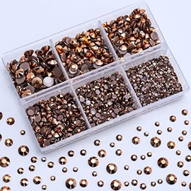 Briskbloom 3000PCS Flatback Resin Rhinestone, 2mm 3mm 4mm 5mm 6mm Brown/Coffee Flatback Jelly Rhinestones for Crafts, Mugs, Bottles, Tumblers, Loose Bling Glitter Diamond Resin Jelly AB Stone