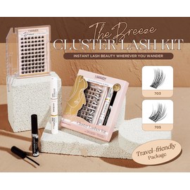 False eyelashes set-CLUSTER LASHES *70pCS,BOND & LOCK * 1pCs,CLUSTER LASH REMOVER *1pCS,MINI PHOENIX APPLICATOR * 1pCs Makeup Cosmetic - Specification: 703C-144PCS