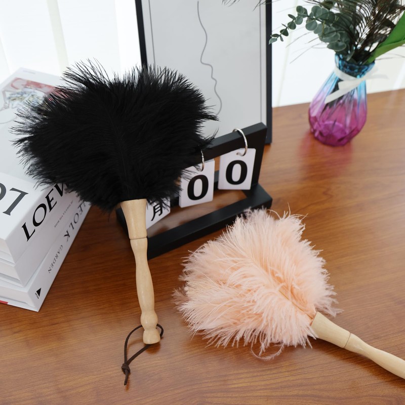 MehelloFeather Ostrich Feather Duster 12 Inch Handheld Duster Supplies, Wooden