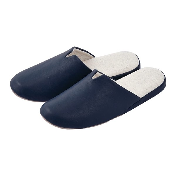 Livheart 82501-63 Slippers, Jules, Navy, Size M, 9.1 - 9.6 inches (23 - 24.5 cm), Indoor Synthetic Leather