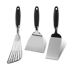 Stainless Steel Spatula Set of 3, Heavy Duty Small Metal Spatula for Cooking Cast Iron Skillet with Heat-resistant Handle, Fish Turner Flipper for Pancake Burger Egg Cooking Spatulas BBQ Grill Griddle