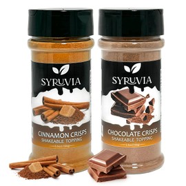 Syruvia Coffee Topping Variety Pack - Chocolate Crisp, Cinnamon Crisp Shakeable Topping Jars - (Pack of 2)