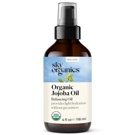 Best Jojoba Oil By Sky Organics: Unrefined, 100% Pure, Cold-Pressed, Organic Jojoba Oil 4oz - Moisturizing & Healing, For Dry & Oily Skin, Acne, Frizzy Hair - For Skin, Hair and Nail Care