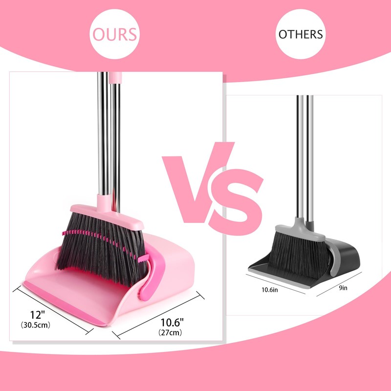 XXFLOWER Broom and Dustpan Set, Dustpans with Broom Combo for