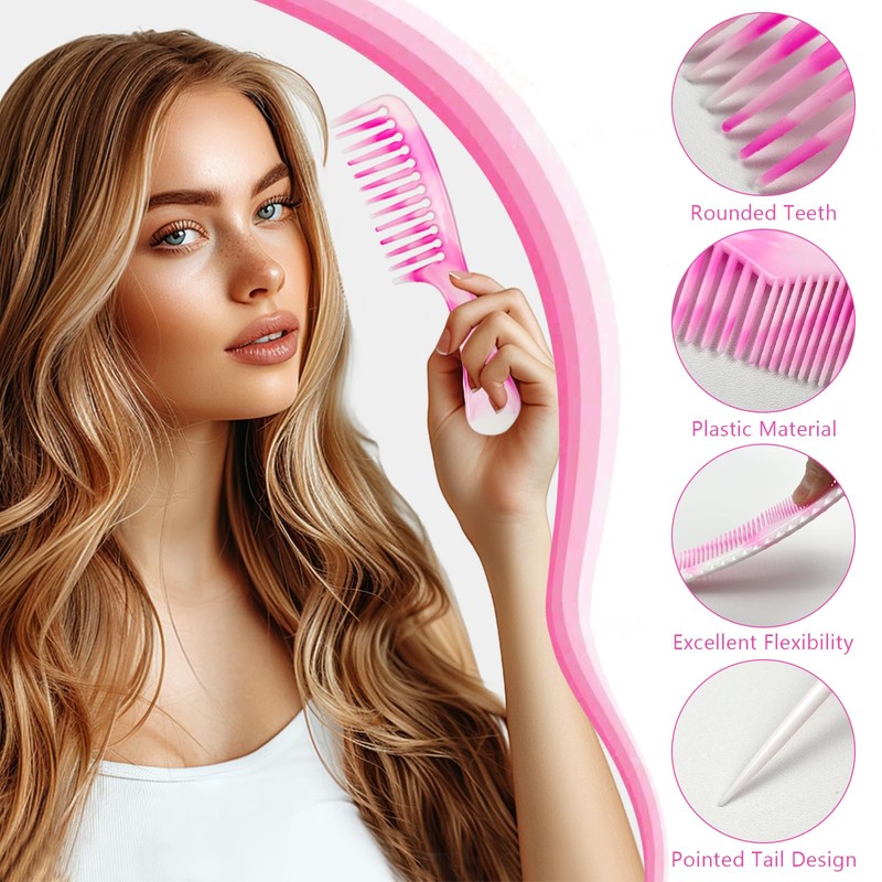 4 Pcs Unisex Hair Comb Set - Rat Tail, Wide