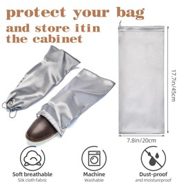 Shoe Dust Bags - 8 Pack Shoe Bags for Travel Satin Fabric with Drawstring Closure,Washable Breathable Cotton Fabric Cloth,for Travel Protecting andStoring Shoes (Grey)