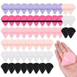 60 Pcs Triangle Powder Puffs, Makeup Powder Puff for Loose Powder and Press Powder, Face Puff Pads for Setting Powder, Makeup Sponge Powder Applicator for Face (6 Colors)