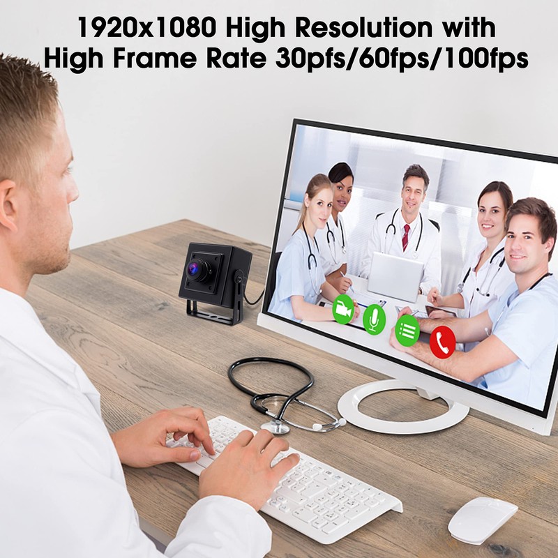 Svpro Ultra-Weitwinkel-Webcam 1080P 30fps Hochauflösende Industrie-USB-Kamera für HD-Sicherheitssystem, Plug-and-Play-Skype-Konferenzkamera,Windows,Linux,Android und