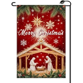 Christmas Birth of Jesus Garden Flag 12x18 Inch Vertical Double Sided Winter Merry Xmas Holy Night Nativity SceneSmall Flags Farmhouse Outside Decoration For Yard SD40