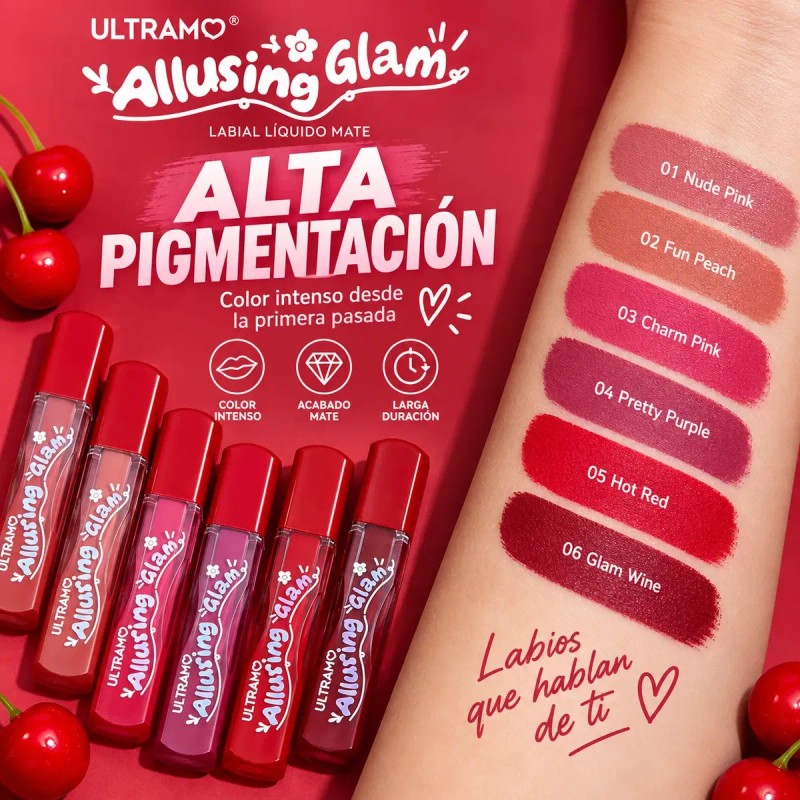Kit 6 Labiales Mate Larga Duracion No Transfiere Ultramo