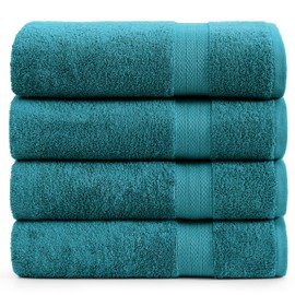 LANE LINEN Bath Towels for Bathroom (4 Pack) - Premium 100% Cotton Bath Towels, Turkish Towels for Bathroom, Quick Dry Towels for Travel, Soft Hotel Towels for Bathroom Luxury (28" x 54") - Sea Port