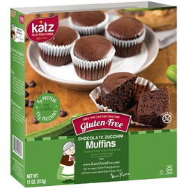 Katz Gluten Free Chocolate Zucchini Muffins | Dairy, Nut, Soy and Gluten Free | Kosher (1 Pack of 4 Muffins, 11 Ounce)