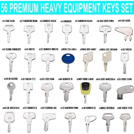 WAHLINPARTS 56 Construction Equipment Master Ignition Keys Set CAT Case Deere Kubota JCB