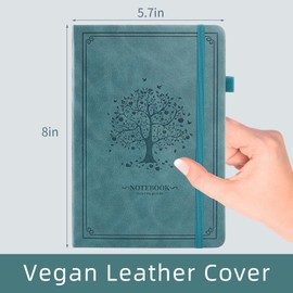 OnMove Lined Notebook with Gift Box for Women Men 320 Pages A5 Hardcover Leather with Pen Holder College Ruled Journals for Work Note Taking Travel School Sky Blue