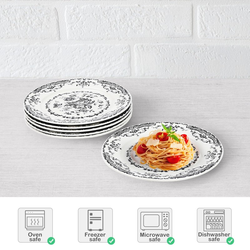 HomeElves Salad Plates, 8.5 Inch Ceramic Plates Set of 6,