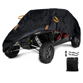 UTV Cover Waterproof Heavy Duty 4-6 Seater Cover Black Oxford Cloth Protection UTV Covers for Polaris RZR Mahindra Can-Am Defender All Weather Side by Side Cover UTV Accessories