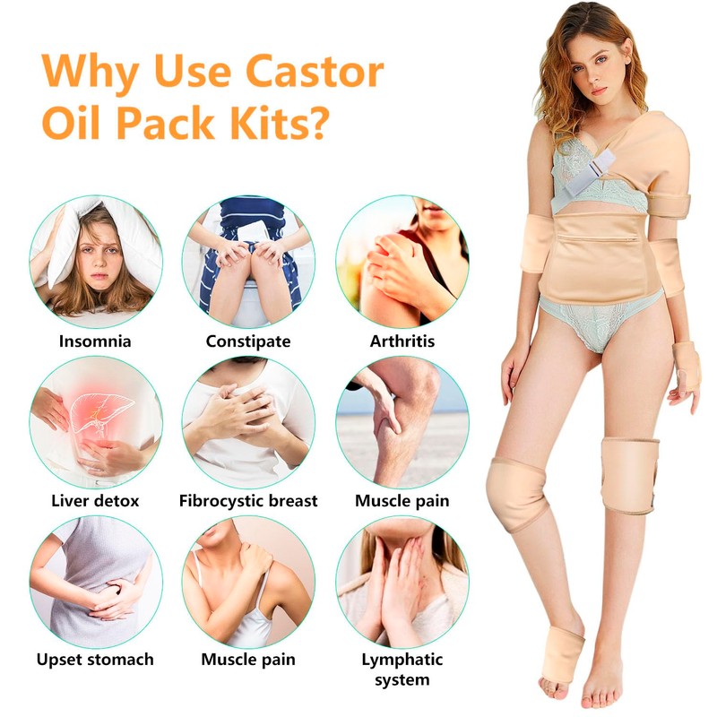 11Pcs Castor Oil Pack Wrap Kit Organic Cotton Liver Detox