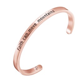 Inspirational Mustard Seed Faith Bracelets Christian Gifts for Women Teen-Girls (faith move mountains cuff RG)