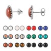 JUSTJANDM 12 Pairs Multi Gemstone Stud Earrings Gold Plated Stainless