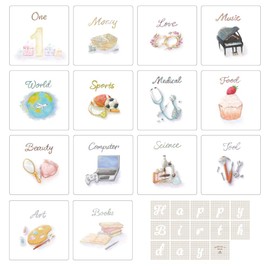 Regalo 14 Count Reversible, First Year Anniversary, Celebration, Birthday, Rounded Corners, Memorial Goods (Watercolor)