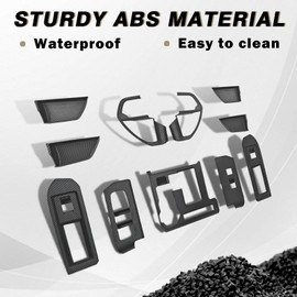 Muslogy Interior Decoration Trim Kit Cover 11PCS Compatible with 2024 Toyota Tacoma 4-Door Steering Wheel Center Console Window Switch Inner Door Cover(Won't Fit 2Door Tacoma) (Matte Carbon Fiber)
