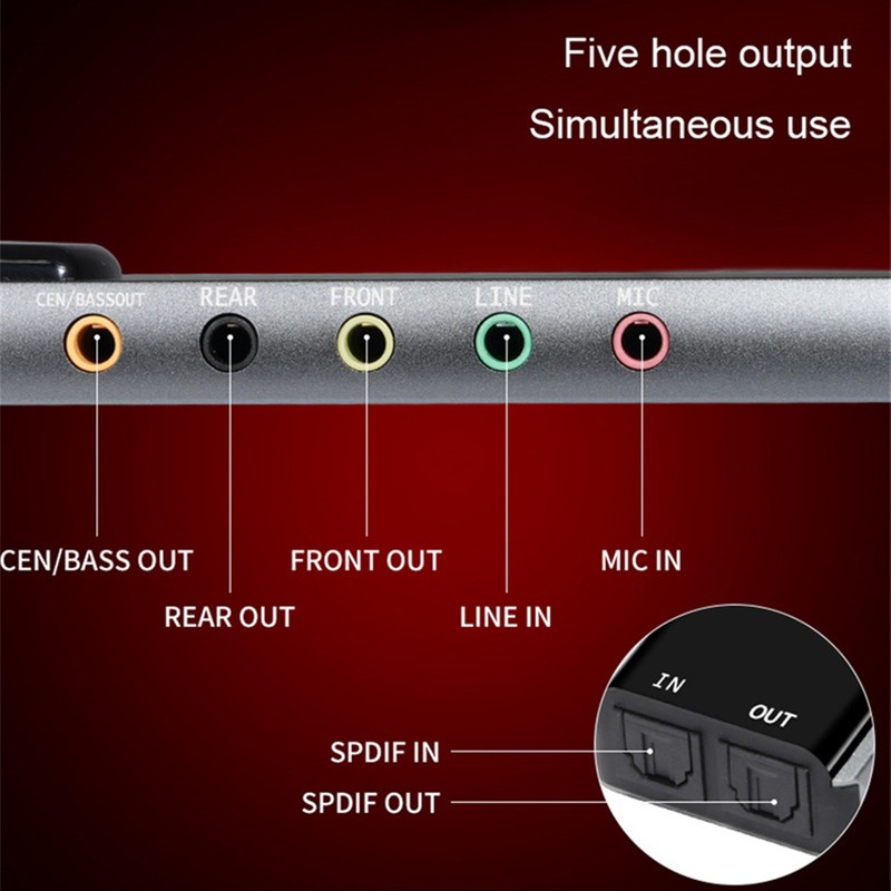 USB Sound Card Supports 5.1 7.1 Channels Rich Interfaces Plug