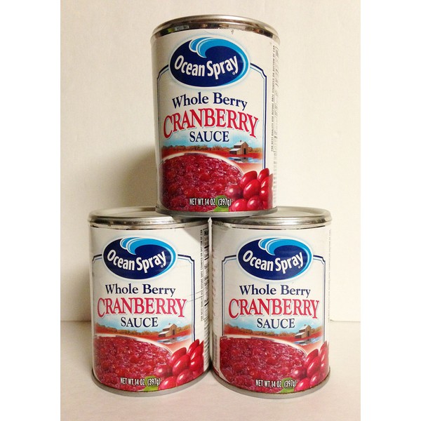 Ocean Spray Whole Berry Cranberry Sauce 14 oz (Pack of 3)