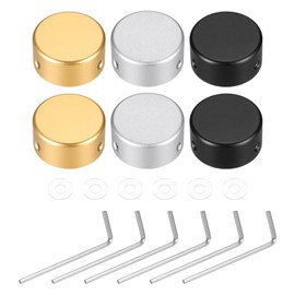 MECCANIXITY 6 Pcs Footswitch Toppers Guitar Pedal Button Caps Metal Footswitch Top Cover 3/8" for Guitar Effects Pedal Buttons, Gold, Silver, Black