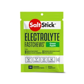 SaltStick SaltStick FastChews Tüten Vorteilspaket, 4 x 10 Elektrolyt Kautabletten, Salz Tabletten für Sportler, Triathlon- und Marathon Läufer (4, Green Apple)
