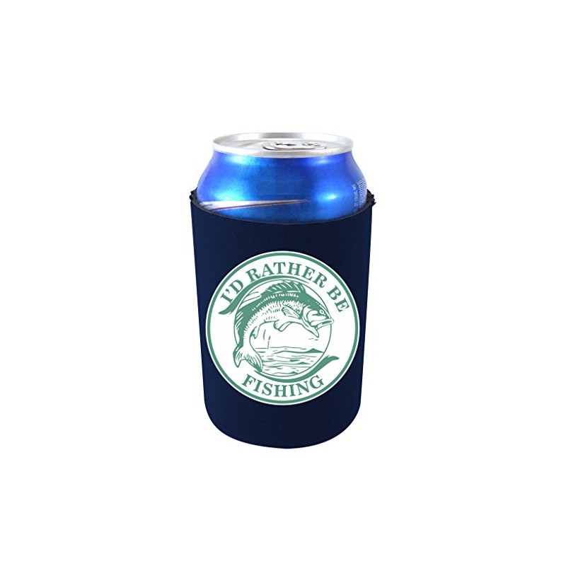 I'd Rather Be Fishing Collapsible Can Coolie (Navy Blue)