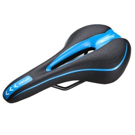 ZHIQIU Bicycle Soft Saddle Bike Color Seat Cushion Saddle Ergonomic Fit for Road Bike Mountain Bike (MTB) and Solid Gear Bike (Black/Blue Hollow)