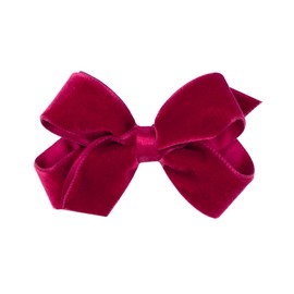 Wee Ones Girls' Classic Velvet Hair Bow on a WeeStay No-Slip Hair Clip, Satin Lining, For All Hair Types, Mini, Cardinal