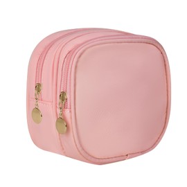 XIAOLER Small Makeup Pouch, Double Zipper Cosmetic Bag, Travel Makeup Bag, Cute Makeup Bag for Purse, Mini Toiletry Bag (pink)
