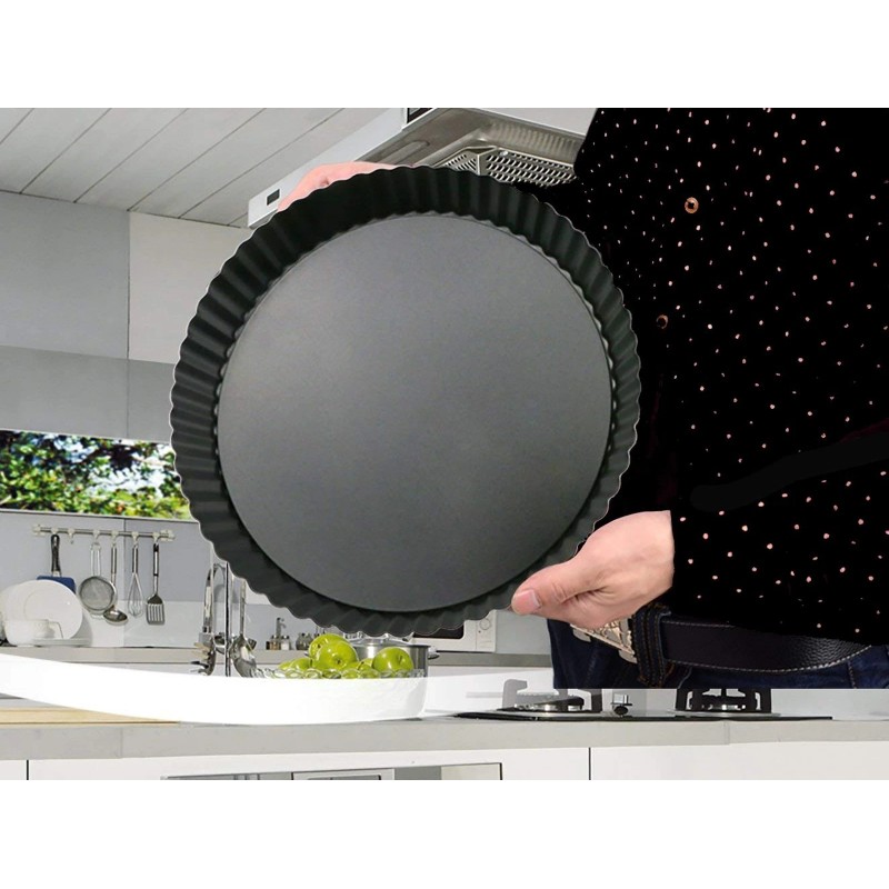 IELEK 12 Inch Non-Stick Tart Quiche Flan Pan Molds Round