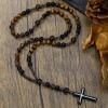 Unbranded Catholic Christ Hematite Cross Charm Tiger Eye Obsidian Mala