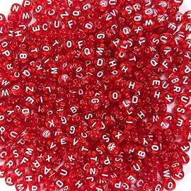 600 PCs 7mm Letter Beads Set DIY Black White Acrylic Alphabet Letter Cylinder Column Beads for Jewelry Making, Bracelets, Necklaces, Key Chains (Wine-Red)