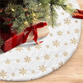Christmas Tree Skirt, Christmas Decoration, Santa Ornament, Gorgeous, Tree Skirt, Diameter 30.7/35.4/47.2 inches (78/90/120 cm), Snowflake, Sequin Embroidery, Atmosphere, Cute Tree Skirt (35.4 inches
