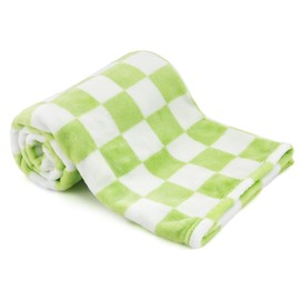 Plush Checkered Baby Blanket for Boys Girls Nursery, 30"*40" Warm Short Fleece Blanket Neutral for Infant Newborn, Small Fuzzy for Sleeping, Chenille or Stroller (Wine Green&White)
