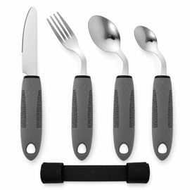 Adaptive Utensils for Seniors – Adjustable Fork and Spoon Set with Non-Slip Handles for Easier Self-Feeding